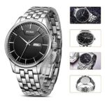BUREI Men Simple Quartz Watch Black Analog Dial