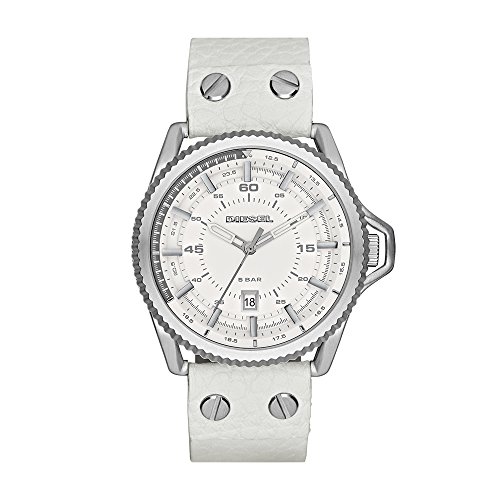 Diesel Men's Rollcage Stainless Steel White Leather Watch