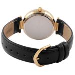 Peugeot Women's 14K Plated Crystal Bezel Dress Wrist Watch w/Black Leather