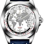 Breitling Galactic Unitime Steel w/Blue Leather Strap Men's Watch