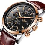 Watches Mens,Analog Quazrt Waterproof Watch Leather