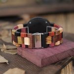 BOBO BIRD Men’s Colorful Wooden Quartz Watch – Handmade Bamboo & Sandalwood with Deer Pattern, Perfect Couple Gift