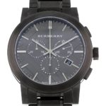 Burberry Men's Large Check Gray Ion Plated Stainless Steel Watch