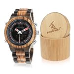 BOBO BIRD Bamboo Dual Display Digital Wooden Watch for Men in Zebra Wood