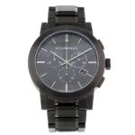 Burberry Men's Large Check Gray Ion Plated Stainless Steel Watch