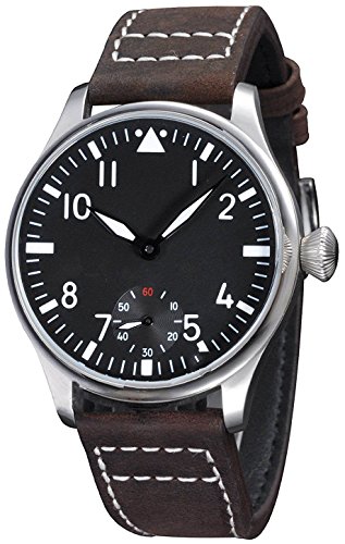 Fanmis Black Dial Luminous Dark Brown Leather Strap Wrist Watch