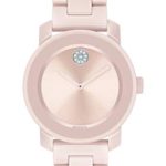 Movado Women's Bold Ceramic Watch with a Crystal-Set Dot, Pink/Silver