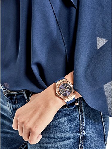 GUESS Women's Stainless Steel Japanese-Quartz Watch with Silicone Strap, Color: Blue/Rose Gold-Tone, 20: ((Model: U1053L1) 2 GUESS Women's Stainless Steel Japanese-Quartz Watch