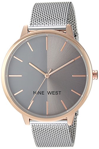 Nine West Women's Silver-Tone Mesh Bracelet Watch