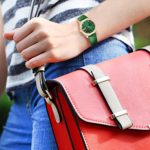 Peugeot Women's 'Gold Tone Green Leather Strap' Quartz Watch
