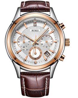 BUREI Men's Elegant Chronograph Watch with Date Display