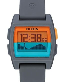 Nixon Base Tide Men's Surf Watch with Gray/Orange/Teal Silicone Band (38mm Orange & Teal Face/Grey Band) - Perfect for Catching Waves.