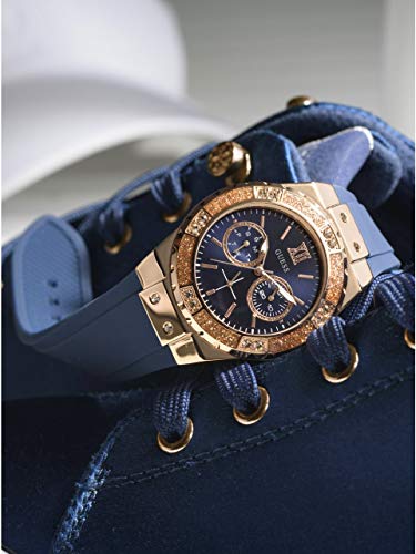 GUESS Women's Stainless Steel Japanese-Quartz Watch with Silicone Strap, Color: Blue/Rose Gold-Tone, 20: ((Model: U1053L1) 1 GUESS Women's Stainless Steel Japanese-Quartz Watch
