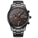 BUREI Mens Analog Multifunction Chronograph Stainless Steel Watch