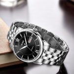 BUREI Automatic Watches for Men Stainless Steel Skeleton Wrist Watch