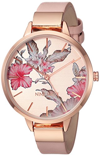 Nine West Women's Rose Gold-Tone and Blush Pink Strap Watch