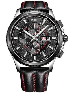 BUREI Mens Chronograph Quartz Watches