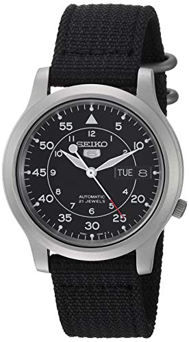 Seiko Men's Seiko 5 Automatic Stainless Steel Watch with Black Canvas Strap