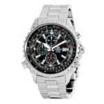 asio Edifice Chronograph EF-527D-1AVEF Men's Sporty Stainless Steel Watch with Slide Rule and Water Resistance 