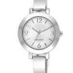 Nine West Women's Silver-Tone Sunray Dial and Bangle Watch