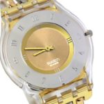 Swatch Women's Quartz Stainless Steel Gray And Pink Dial Watch