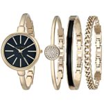 Anne Klein Women's Gold-Tone Watch and Bracelet Set