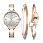 MAMONA Women's Quartz Watch Gift Set Crystal Accented Ceramic