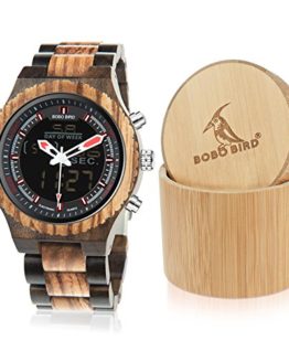 BOBO BIRD Wooden Watches Dual Display Quartz Watch for Men