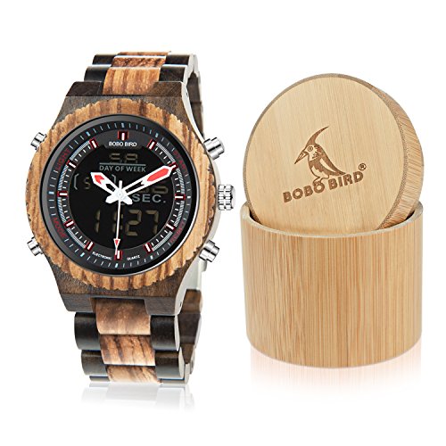 BOBO BIRD Wooden Watches Dual Display Quartz Watch for Men