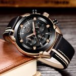 Timeless Precision: LIGE Men’s Chronograph Watch with Leather Band