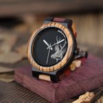 BOBO BIRD Men’s Colorful Wooden Quartz Watch – Handmade Bamboo & Sandalwood with Deer Pattern, Perfect Couple Gift
