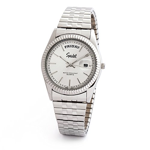 Speidel Mens Expansion Collection Watch in Silver Tone with Day-Date Function