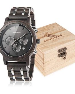 BOBO BIRD Mens Wooden Watches Luxury Wood Metal Strap Chronograph