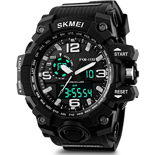 Men's Analog Sports Watch, Aposon Military Wrist Watch Large Dual Dial Digital