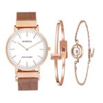 MAMONA Women's Rose Gold Quartz Watch Gift Set Waterproof