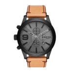Diesel Men's Rasp Chrono 50 Black IP and Brown Leather Watch