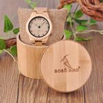 BOBO BIRD D27 Men’s Bamboo Wooden Watch – Lightweight Large Face Quartz Watch with Luminous Silver Hands
