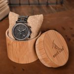 BOBO BIRD Men’s Wooden Chronograph Watch – Ebony Wood & Stainless Steel Military Style Quartz Wristwatch