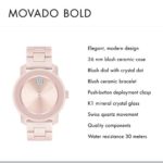 Movado Women's Bold Ceramic Watch with a Crystal-Set Dot, Pink/Silver
