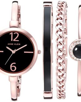 Anne Klein Women's Rose Gold-Tone Bangle Watch and Bracelet Set