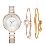 MAMONA Women’s Rose Gold Ceramic Watch with Bracelet, Minimalist Design, Water-Resistant and Ultra-Thin. 