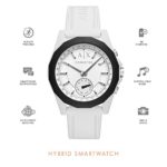 Armani Exchange Men's Hybrid Smartwatch, White Silicone, 44 mm