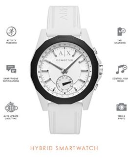 Armani Exchange Men's Hybrid Smartwatch, White Silicone, 44 mm