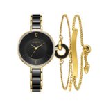 Ladies Quartz Watch Women bracelet set-MAMONA Gold Black