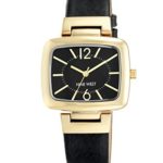 Nine West Women's Gold-Tone and Black Strap Watch