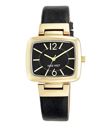 Nine West Women's Gold-Tone and Black Strap Watch
