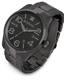 Speidel Black Pilot Watch with Stainless Steel Band
