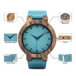 BOBO BIRD Men's Bamboo Wooden Watch with Blue Leather Strap – Stylish Casual Quartz Wristwatch