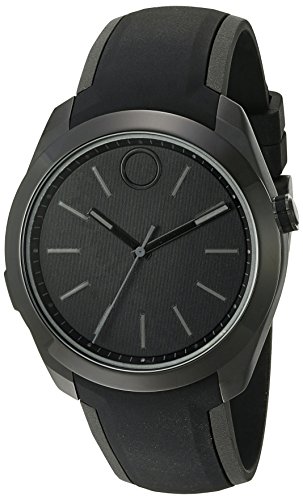 Movado Stainless Steel Swiss-Quartz Watch with Silicone Strap, Black