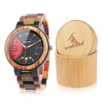 BOBO BIRD Men's Colorful Wooden Watches Analog Quartz Date Display Watch